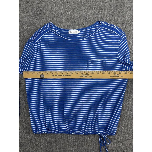 Carve Designs Shirt Womens Small Blue White Stripe Long Sleeve Drawstring Pocket - Picture 5 of 7